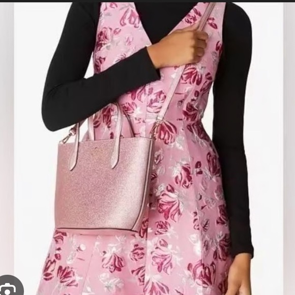 NWT Kate Spade Pink Glitter Glimmer small zip satchel Crossbody Bag - Picture 2 of 10